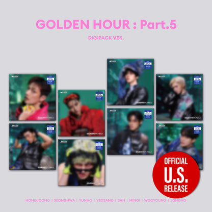 (PRE-ORDER) [hello82] [POP-UP EXCLUSIVE] ATEEZ - GOLDEN HOUR : PART.5 MEMBER DIGIPACK (8 VERSIONS) RANDOM
