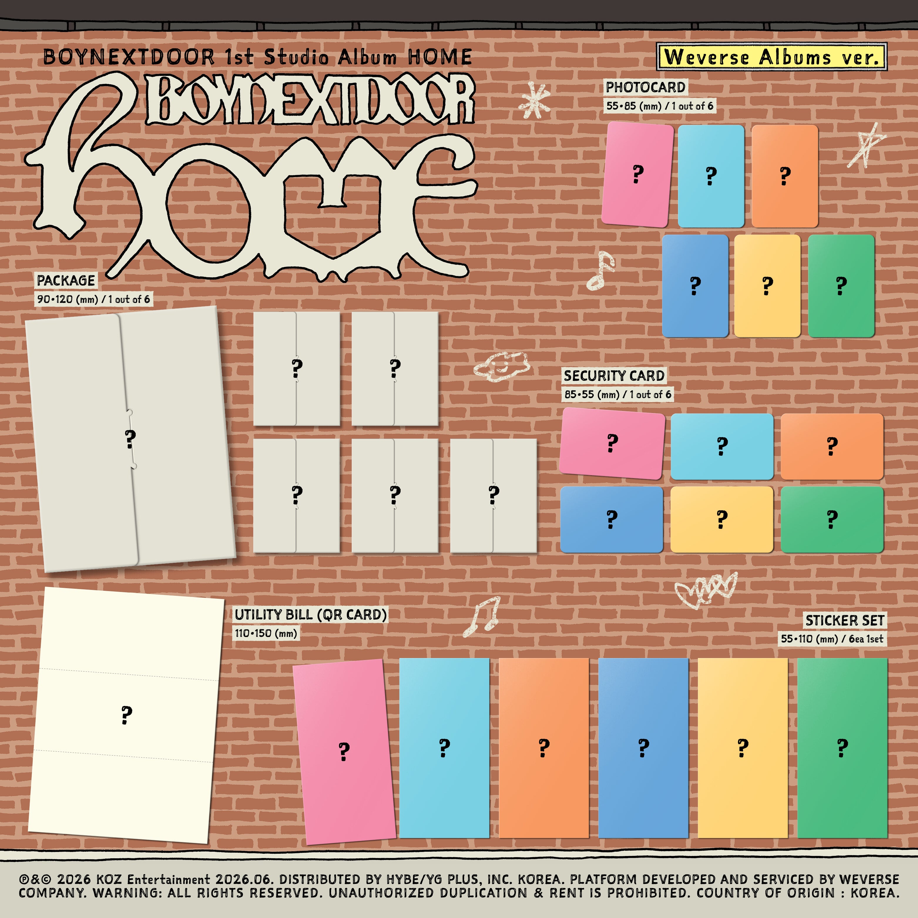 (PRE-ORDER) BOYNEXTDOOR - 1ST STUDIO ALBUM [HOME] (WEVERSE ALBUMS VER.) (6 VERSIONS) RANDOM - LightUpK