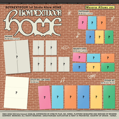 (PRE-ORDER) BOYNEXTDOOR - 1ST STUDIO ALBUM [HOME] (WEVERSE ALBUMS VER.) (6 VERSIONS) RANDOM - LightUpK