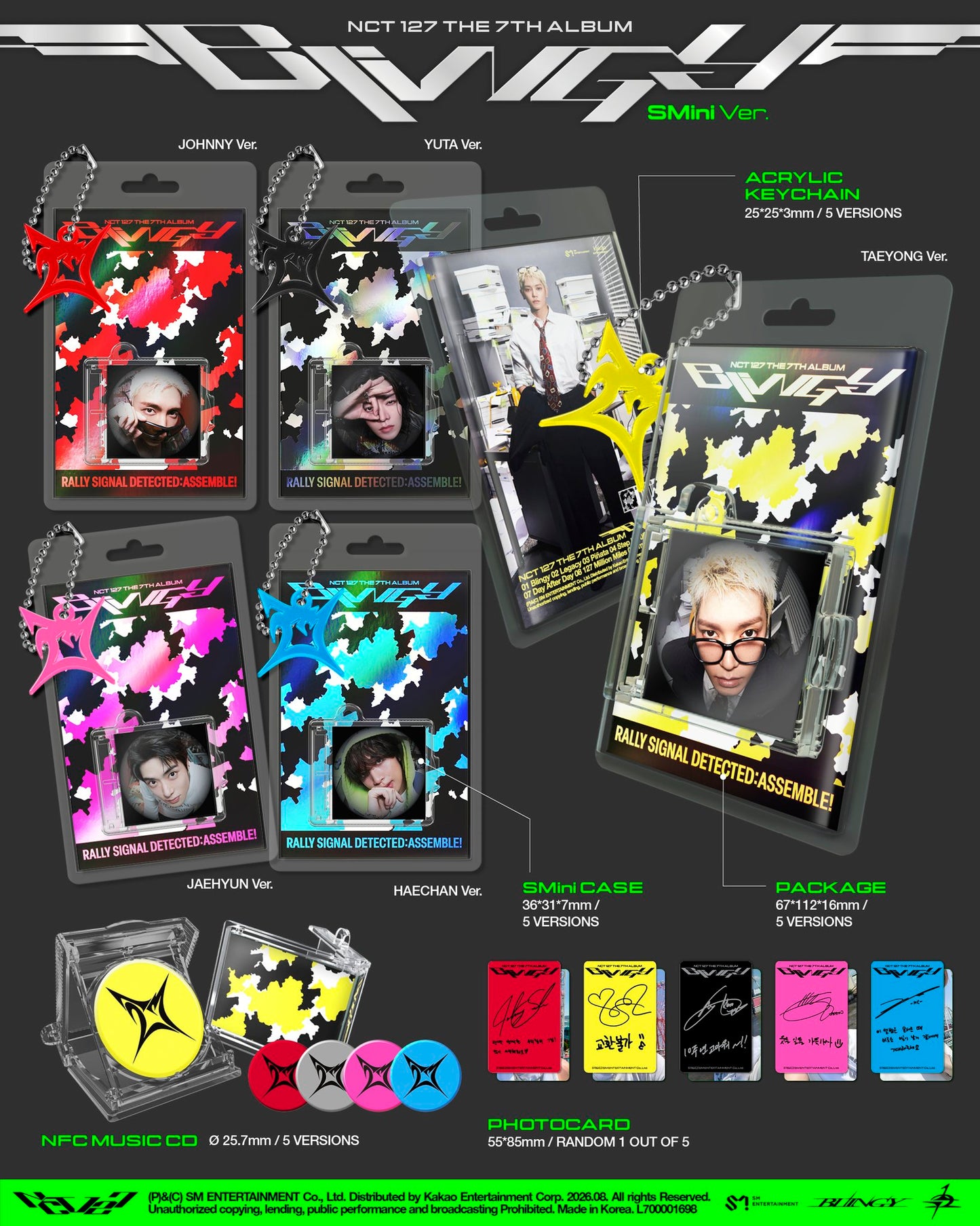(PRE-ORDER) NCT 127 - 7TH ALBUM [BLINGY] (SMINI VER.) (5 VERSIONS) RANDOM