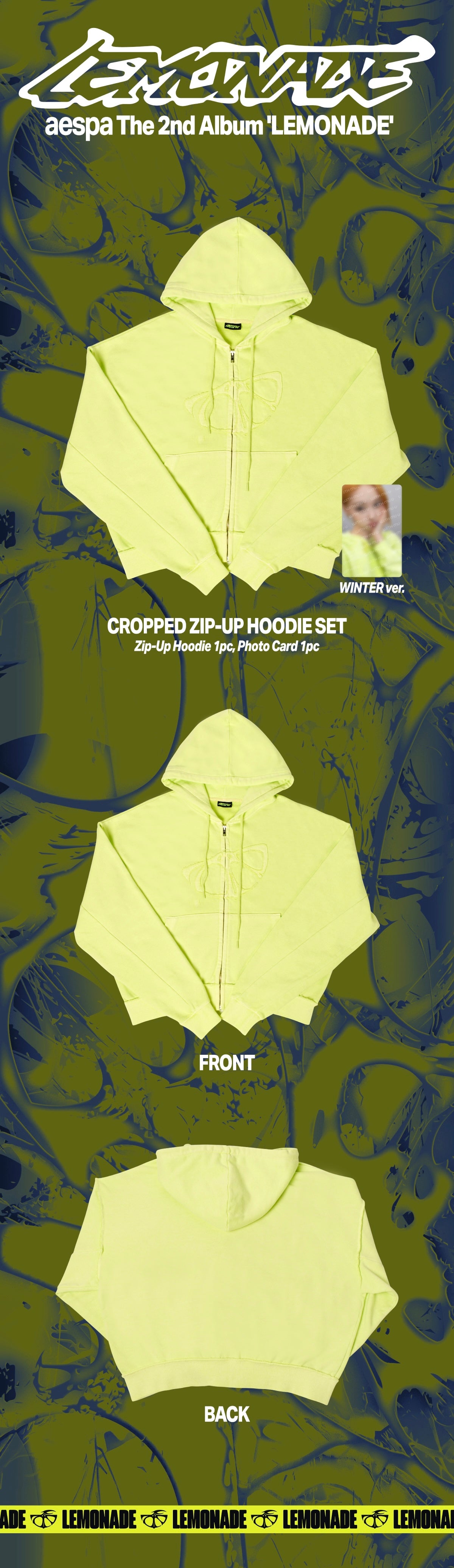 (PRE-ORDER) AESPA - CROPPED ZIP-UP HOODIE SET / 2026 aespa WEEK - MAKE IT LEMONADE OFFICIAL MD (4 VERSIONS)