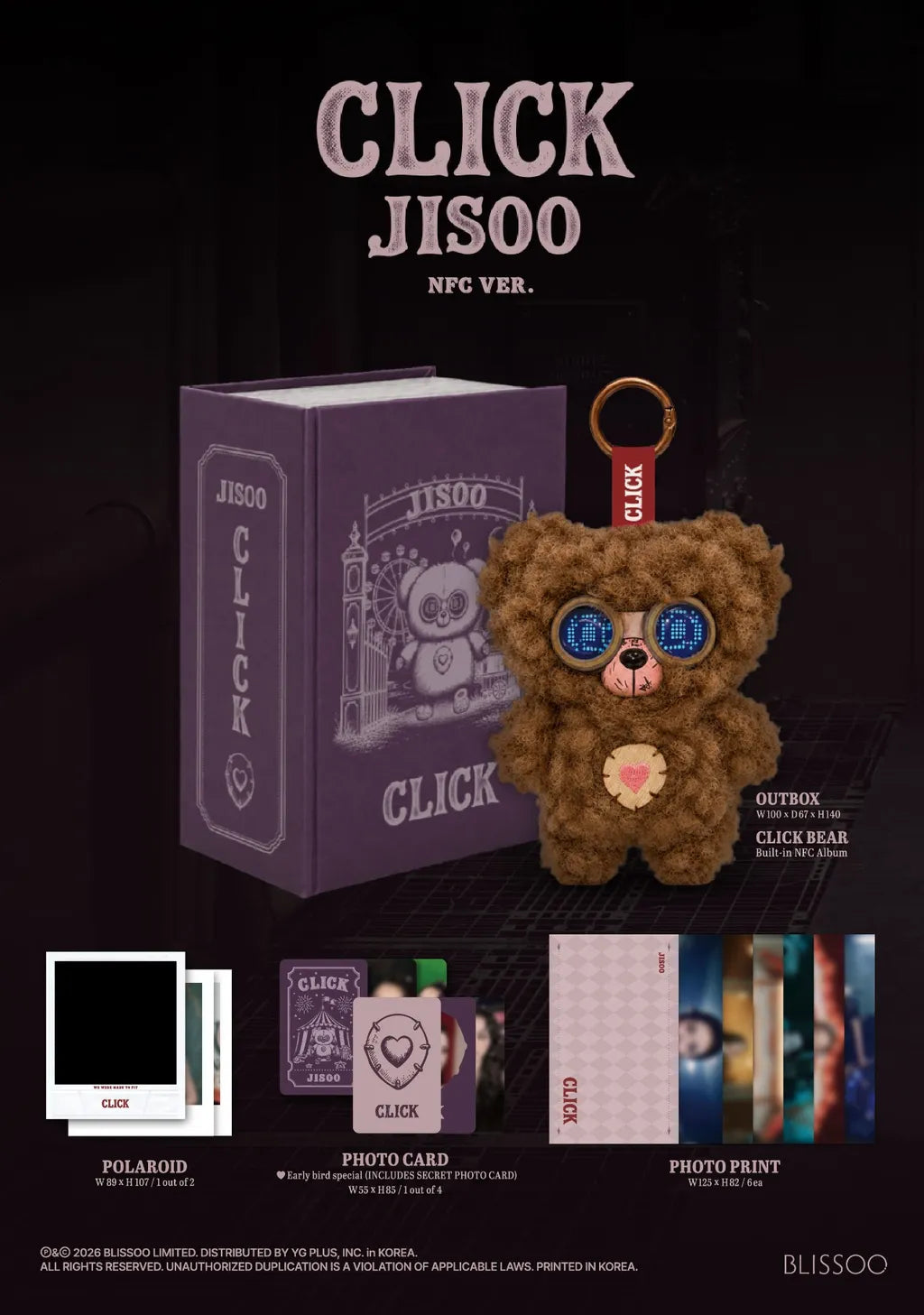 (PRE-ORDER) JISOO - SINGLE ALBUM [CLICK] CLICK BABY BEAR NFC VER.