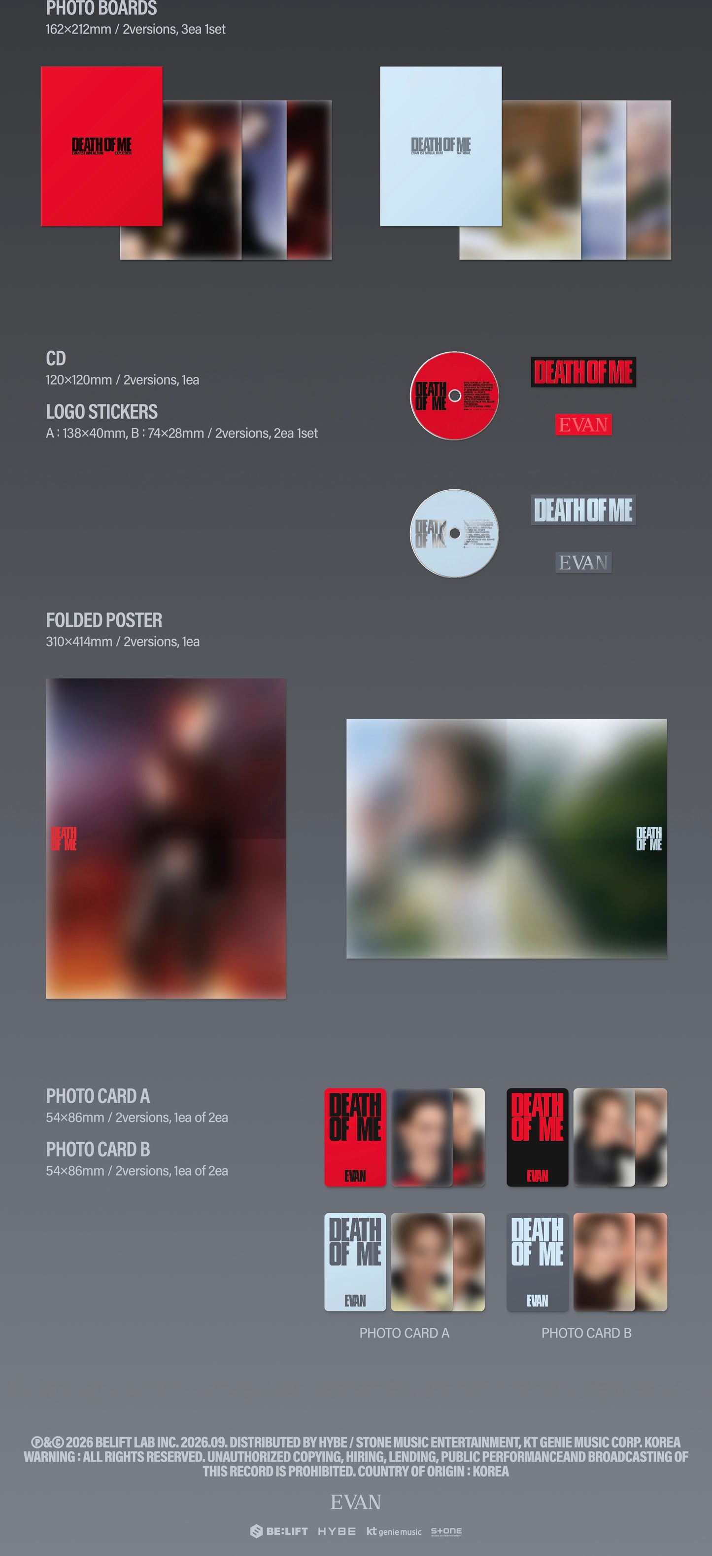 (PRE-ORDER) [hello82] [hello82 EXCLUSIVE] EVAN - DEATH OF ME (2 VERSIONS)