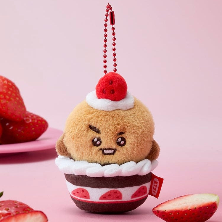 BTS - BT21 STRAWBERRY TART PLUSH KEYRING STRAWBERRY PARTY (7 VERSIONS) - LightUpK