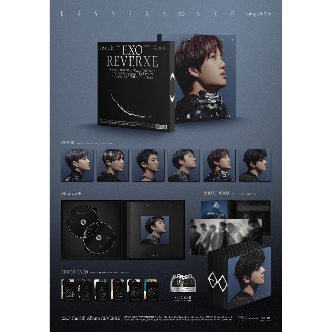 (PRE-ORDER) EXO - 8TH FULL ALBUM [REVERXE] (COMPACT VER.) (6 VERSIONS) RANDOM - LightUpK