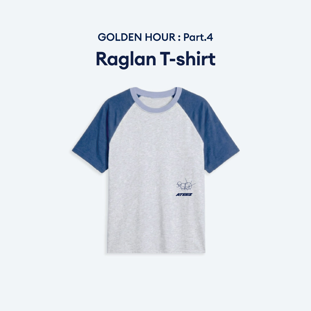 (PRE-ORDER) [HELLO82] ATEEZ - GOLDEN HOUR : PART.4 MERCH - RAGLAN T-SHIRT (3 SIZES) - LightUpK