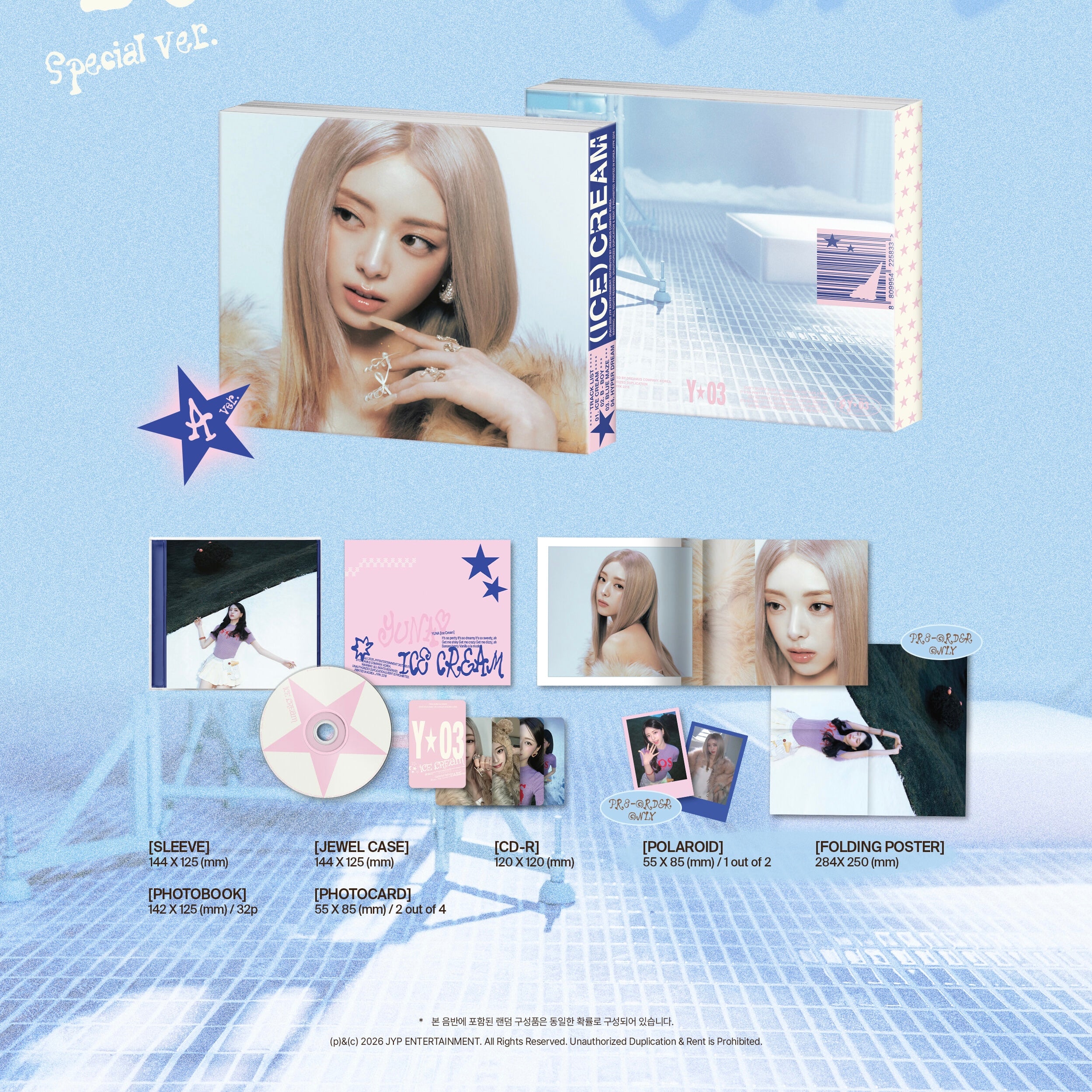 (PRE-ORDER) YUNA (ITZY) - 1ST MINI ALBUM [ICE CREAM] SPECIAL VER. (2 VERSIONS) RANDOM - LightUpK