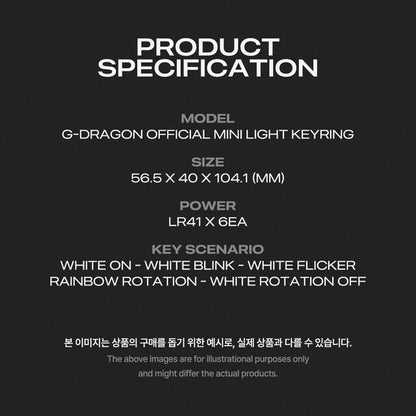 (PRE-ORDER) G-DRAGON - OFFICIAL MINI LIGHT KEYRING (2 VERSIONS) - LightUpK