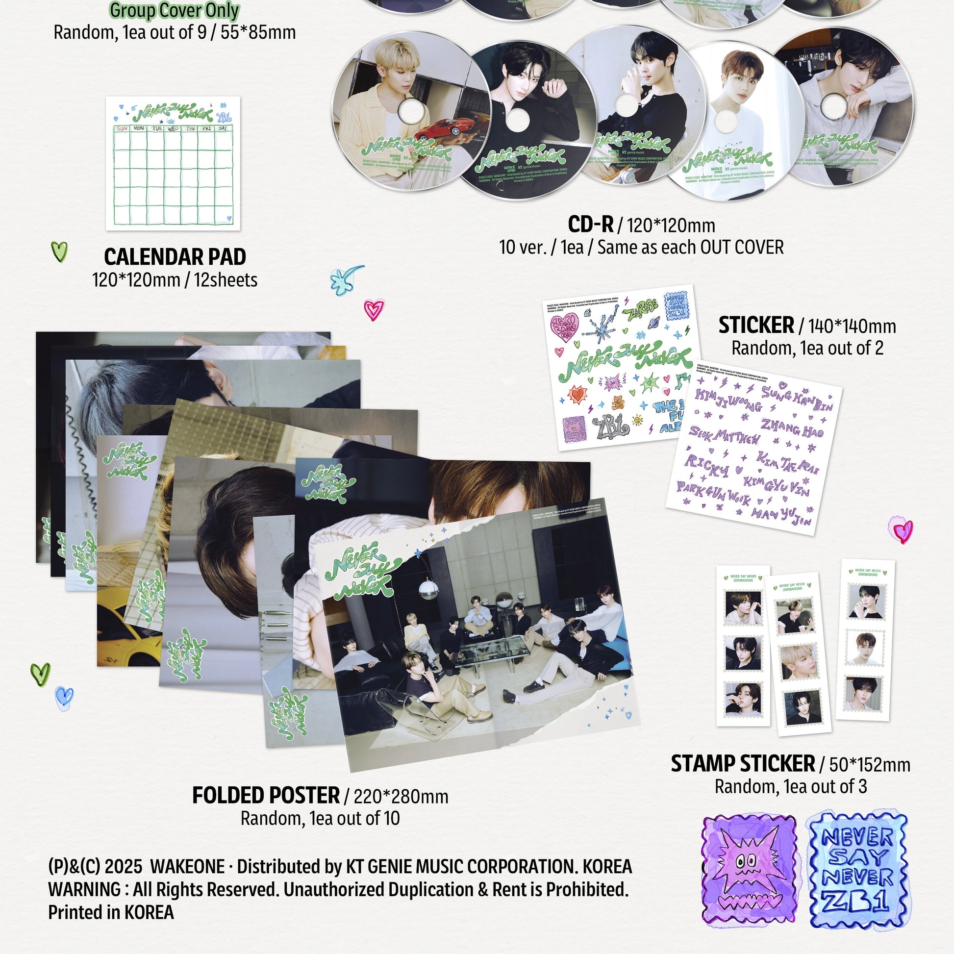 (PRE-ORDER) ZEROBASEONE - THE 1ST FULL ALBUM [NEVER SAY NEVER] DIGIPACK VER. (10 VERSIONS) RANDOM - LightUpK