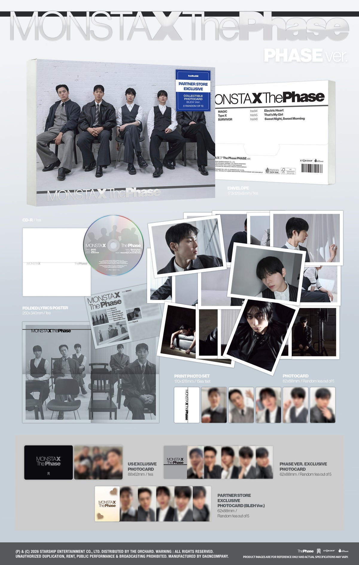 [hello82] [PARTNER STORE EXCLUSIVE] MONSTA X - THE PHASE (4 VERSIONS)