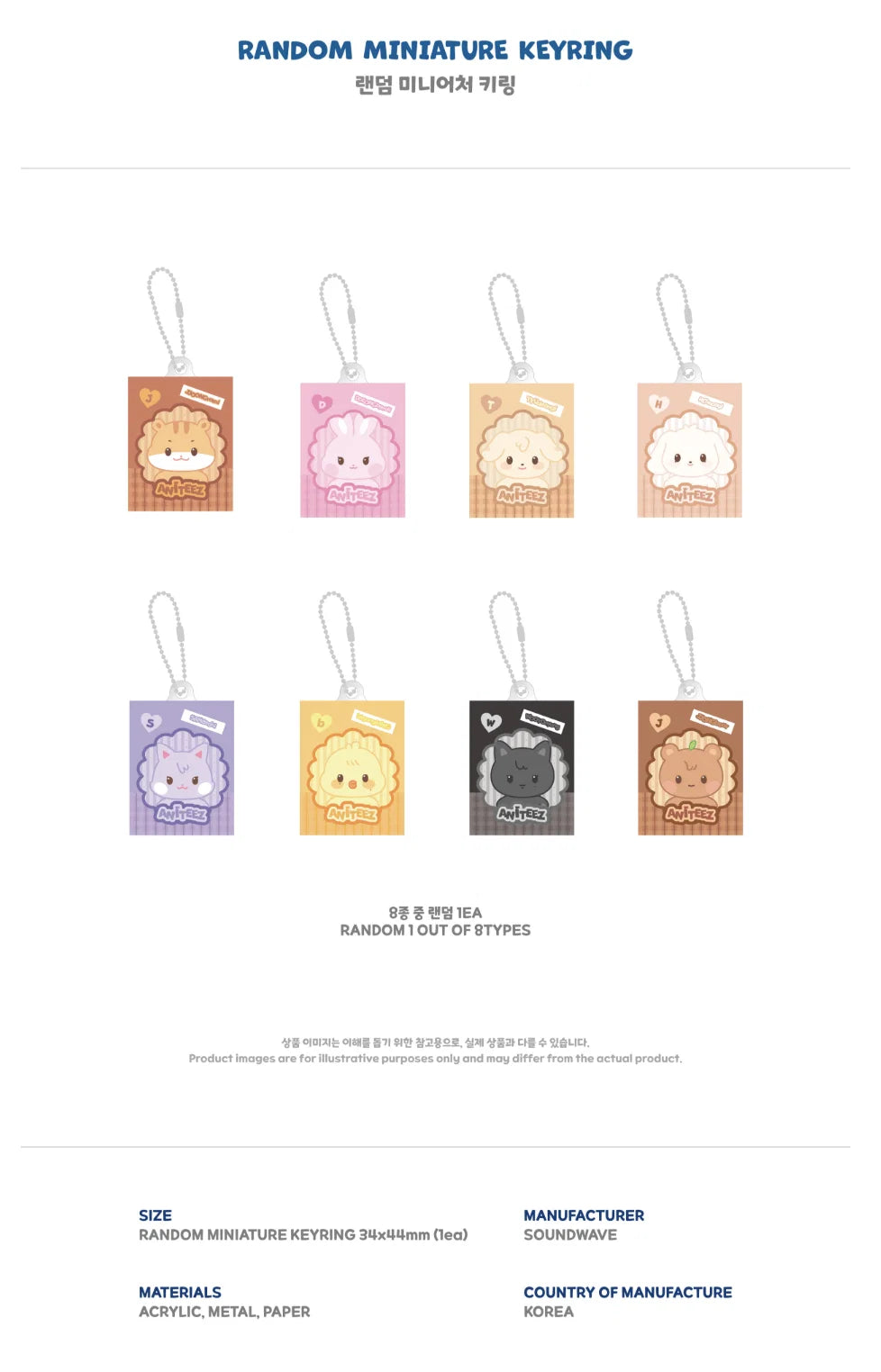 (PRE-ORDER) ATEEZ X ANITEEZ POP-UP [ANITEEZ IN DEJAVU] MD - RANDOM MINIATURE KEYRING