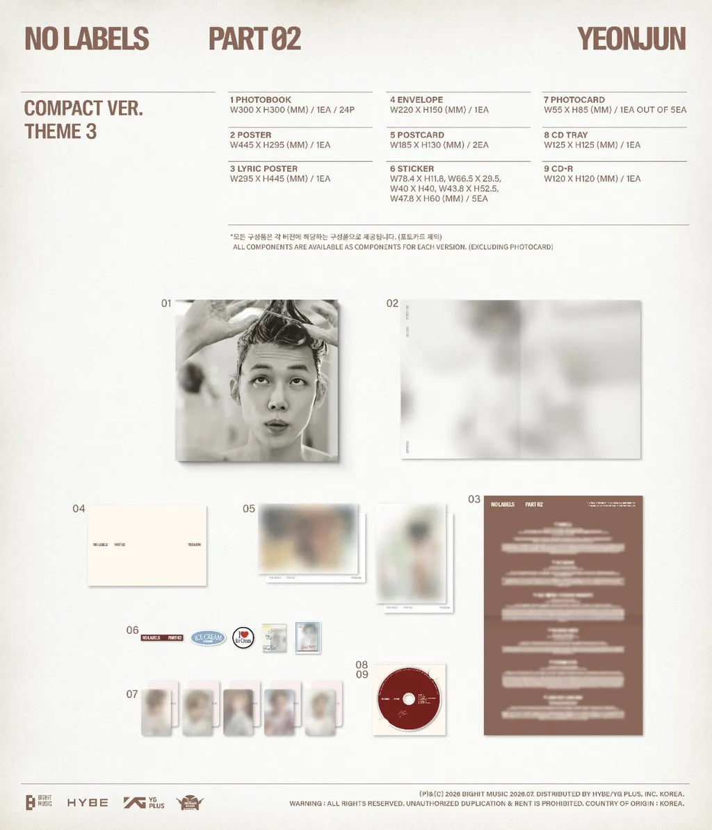 (PRÉCOMMANDE) YEONJUN (TXT) - NO LABELS: PART 02 (VERSION COMPACTE) (3 VERSIONS) ALÉATOIRE