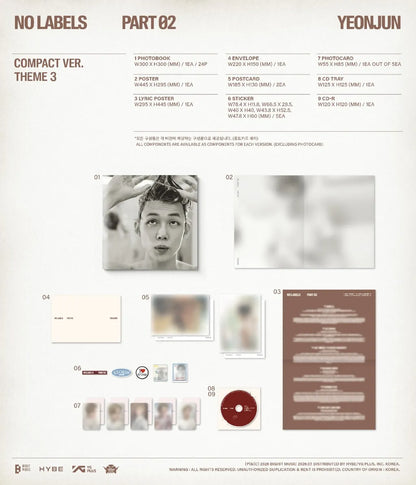 (PRÉCOMMANDE) YEONJUN (TXT) - NO LABELS: PART 02 (VERSION COMPACTE) (3 VERSIONS) ALÉATOIRE
