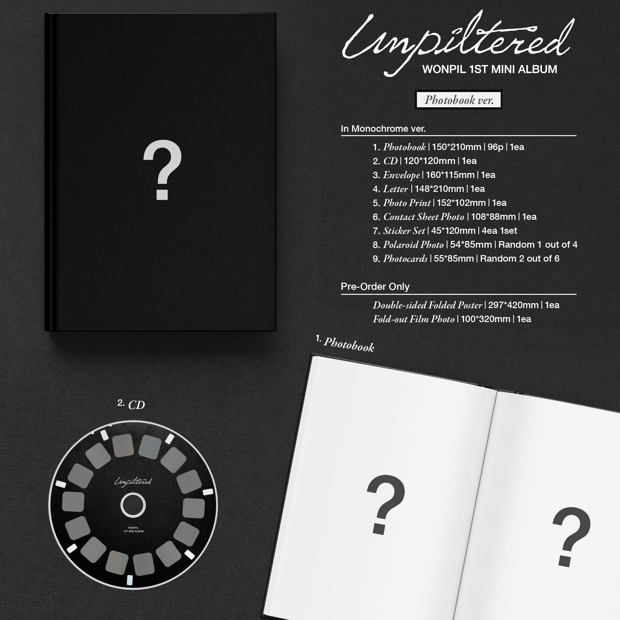 (PRE-ORDER) WONPIL (DAY6) - 1ST MINI ALBUM [UNPILTERED] PHOTOBOOK VER. (2 VERSIONS) RANDOM - LightUpK