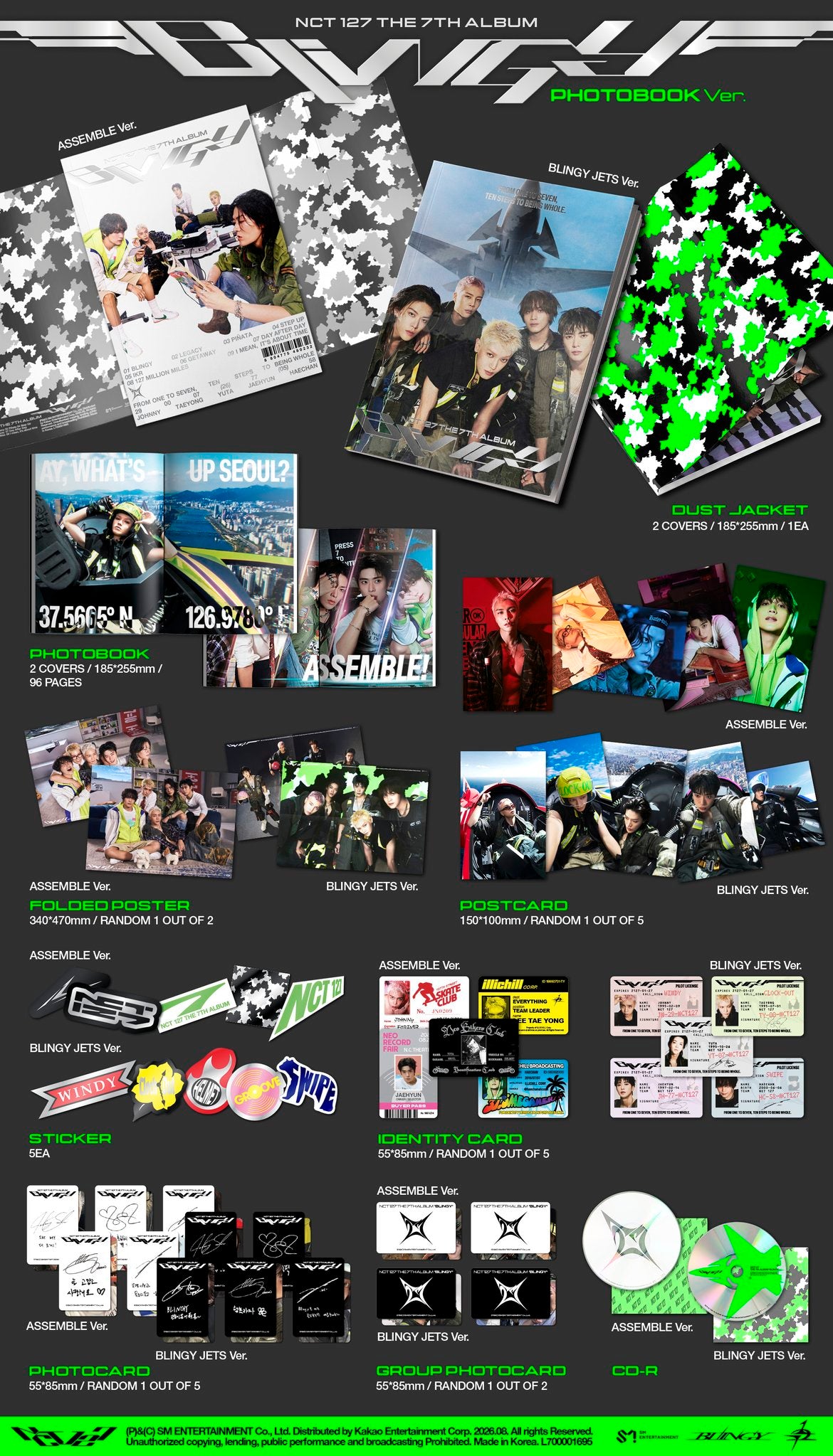 (PRE-ORDER) NCT 127 - 7TH ALBUM [BLINGY] (PHOTOBOOK VER.) (2 VERSIONS) RANDOM