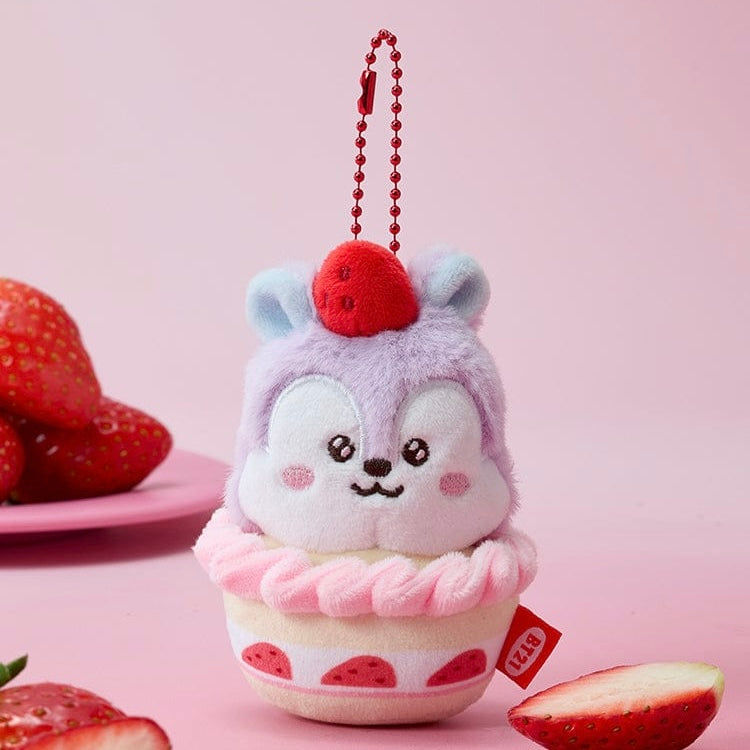 BTS - BT21 STRAWBERRY TART PLUSH KEYRING STRAWBERRY PARTY (7 VERSIONS) - LightUpK