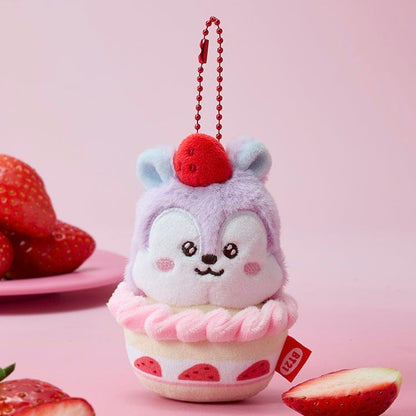 BTS - BT21 STRAWBERRY TART PLUSH KEYRING STRAWBERRY PARTY (7 VERSIONS) - LightUpK
