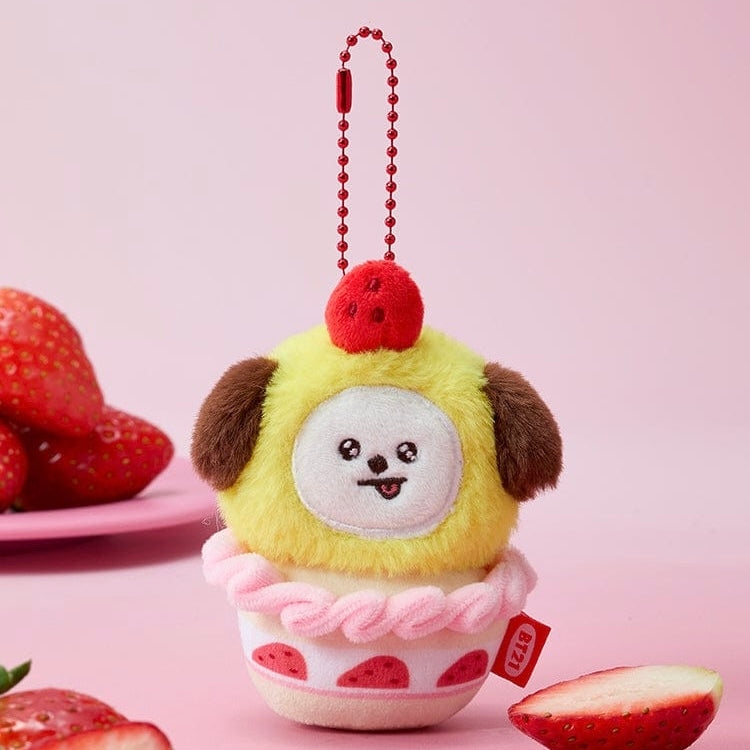 BTS - BT21 STRAWBERRY TART PLUSH KEYRING STRAWBERRY PARTY (7 VERSIONS) - LightUpK