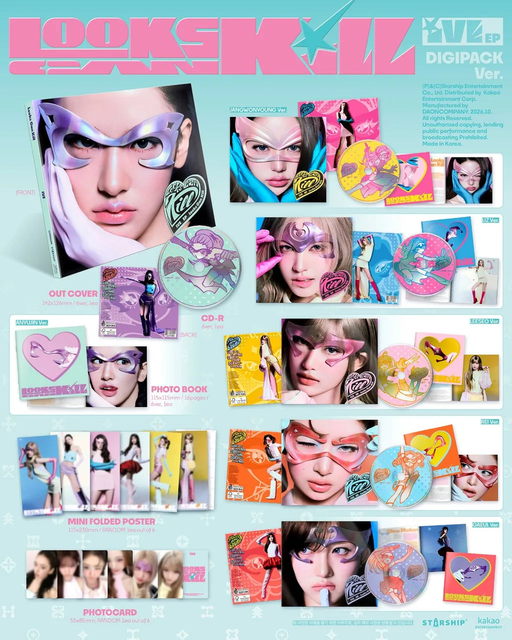 (PRE-ORDER) IVE - EP [LOOKS CAN KILL] DIGIPACK VER. (6 VERSIONS) RANDOM - LightUpK