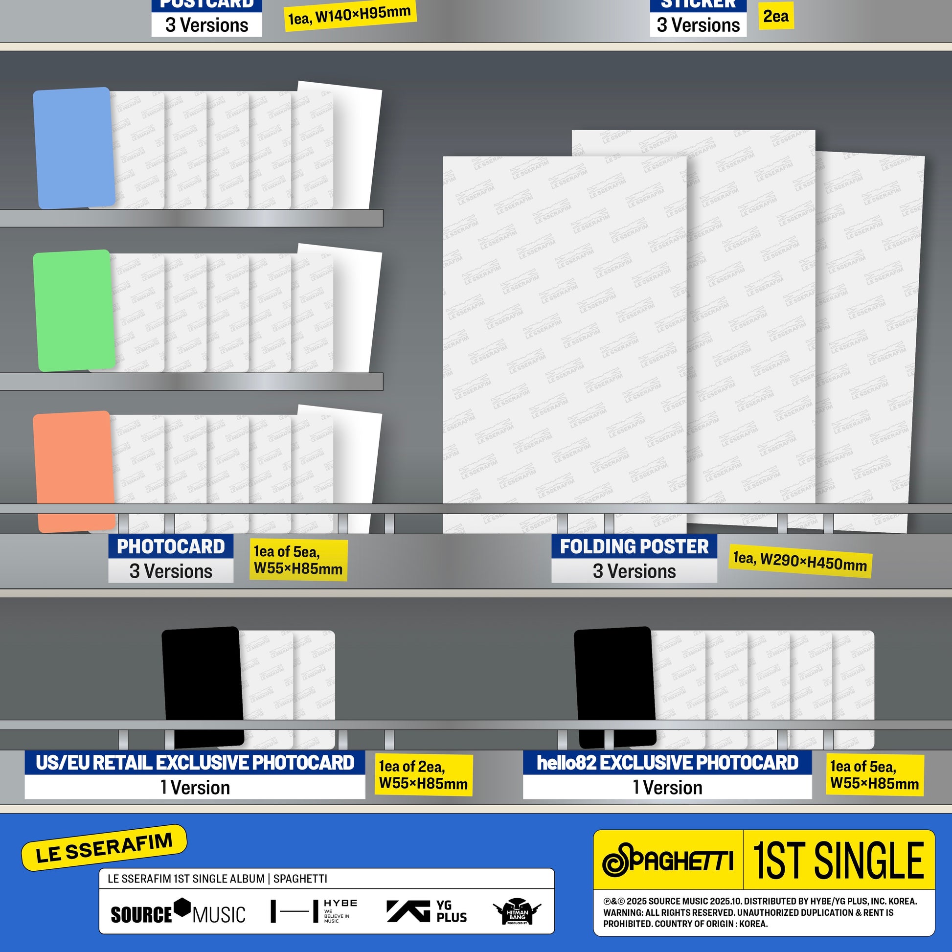 (PRE-ORDER) [HELLO82] [HELLO82 EXCLUSIVE] LE SSERAFIM - 'SPAGHETTI' (3 VERSIONS) - LightUpK