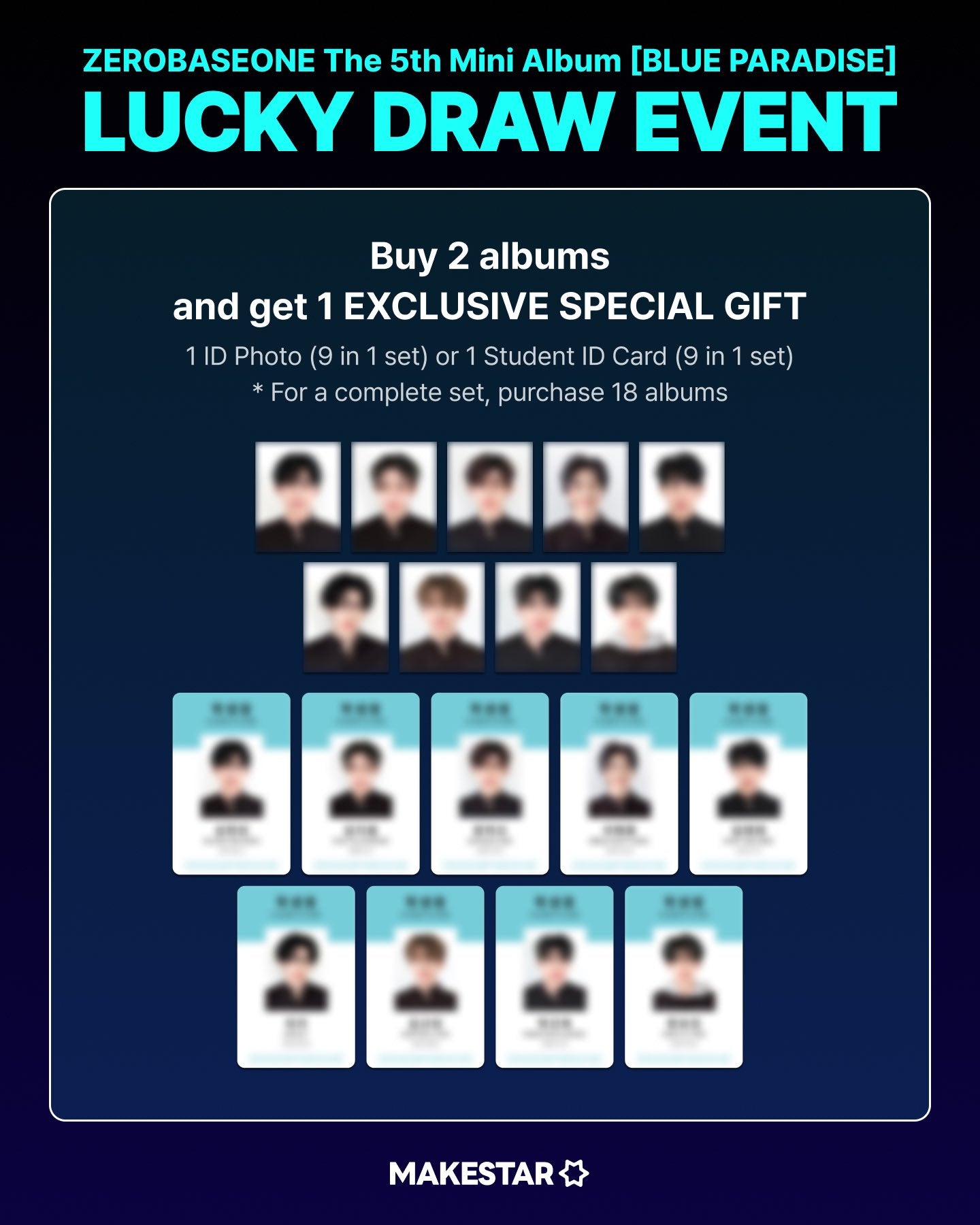 [MAKESTAR LUCKY DRAW] [ONLINE ONLY] ZEROBASEONE - 5TH MINI ALBUM [BLUE PARADISE] (2 VERSIONS) - LightUpK