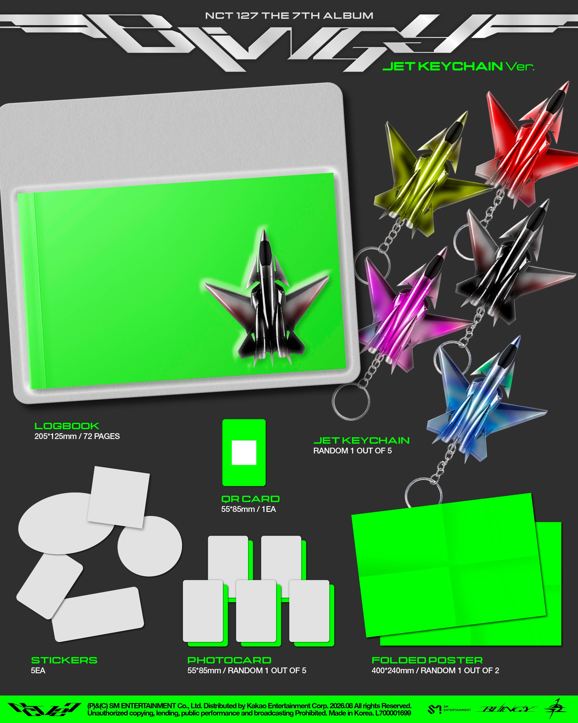 (PRE-ORDER) NCT 127 - 7TH ALBUM [BLINGY] (JET KEYCHAIN VER.) (5 VERSIONS) RANDOM