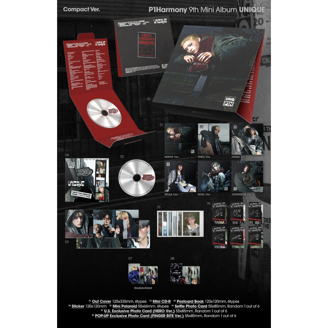 (PRE-ORDER) [HELLO82] [POP-UP EXCLUSIVE] P1HARMONY - UNIQUE (MEMBER COMPACT VER.) (6 VERSIONS) RANDOM - LightUpK