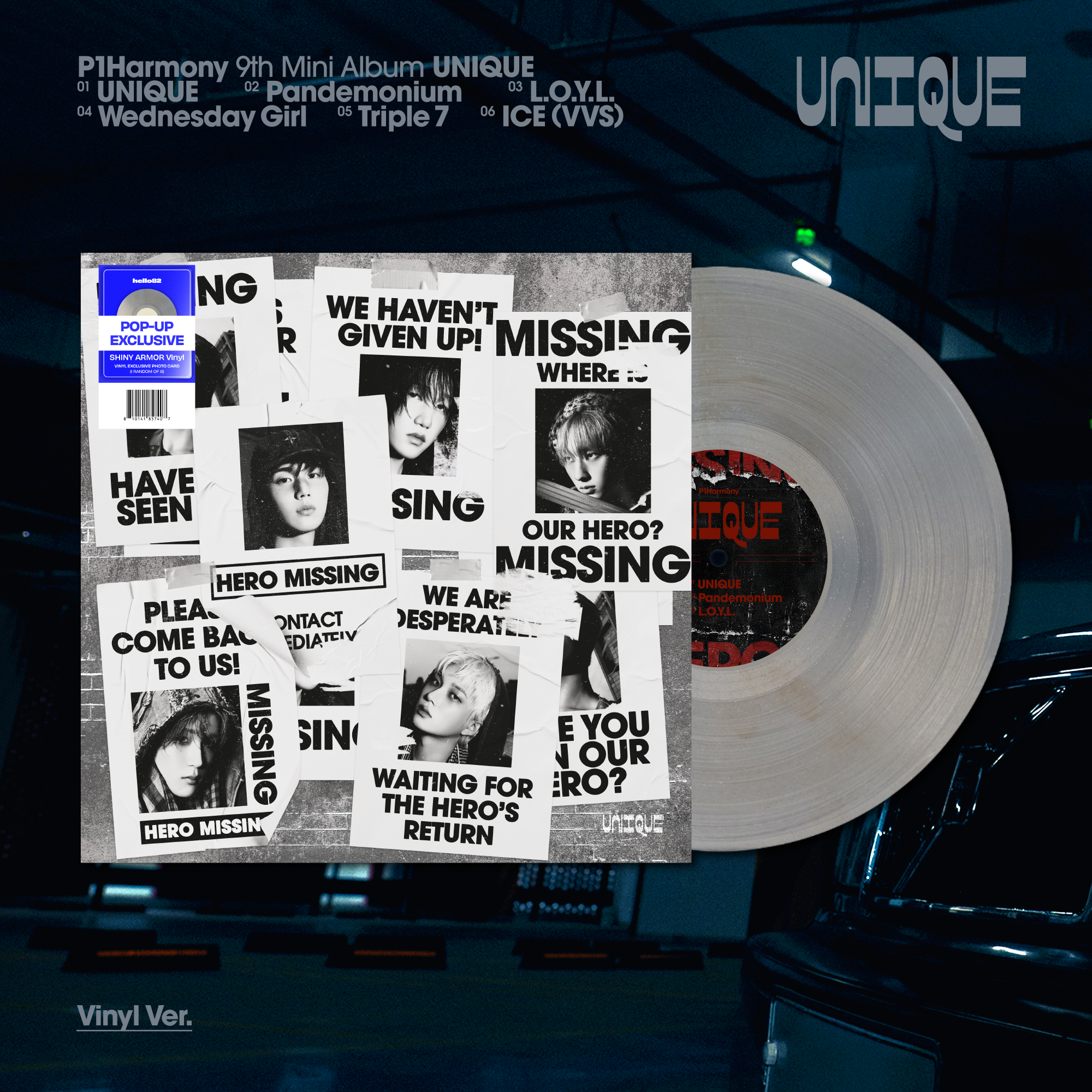 (PRE-ORDER) [HELLO82] [POP-UP EXCLUSIVE] P1HARMONY - UNIQUE (VINYL VER.) - LightUpK