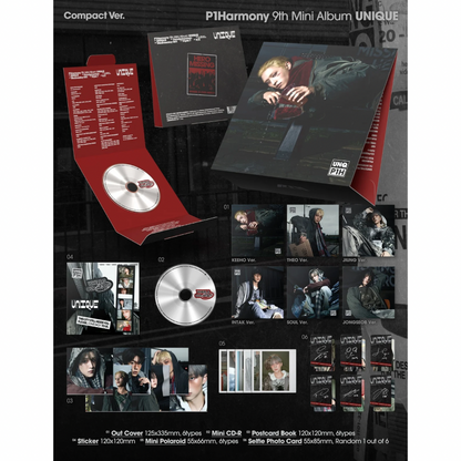 (PRE-ORDER) P1HARMONY - 9TH MINI ALBUM [UNIQUE] (COMPACT VER.) (6 VERSIONS) RANDOM - LightUpK