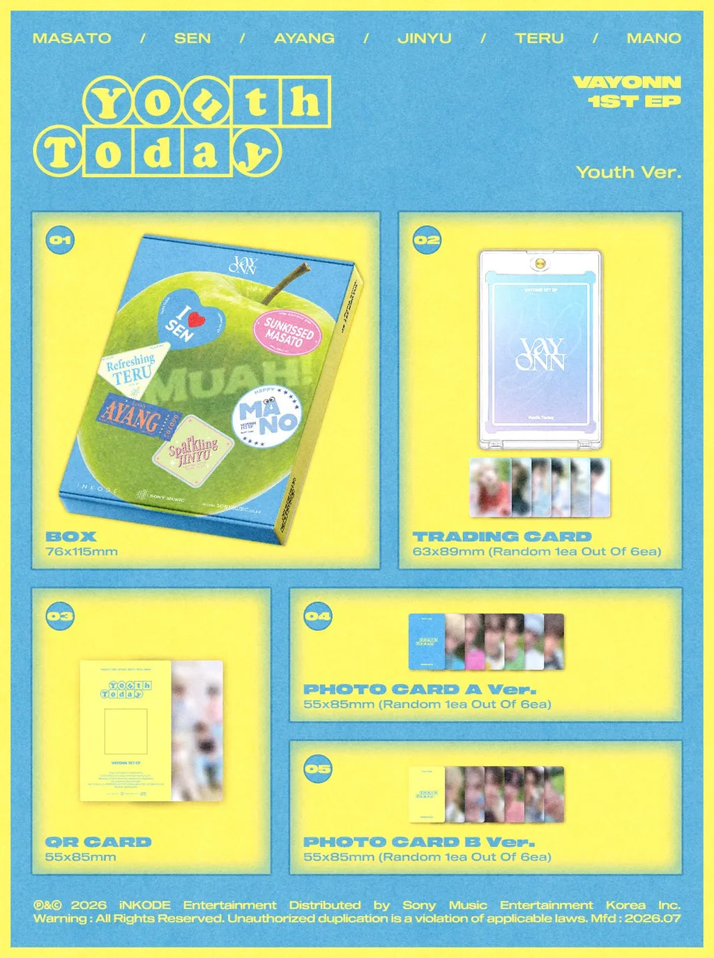 (PRE-ORDER) VAYONN - 1ST EP [YOUTH TODAY] (YOUTH VER.)