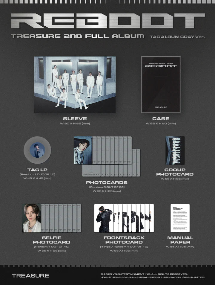 TREASURE - 2ND FULL ALBUM [REBOOT] YG TAG ALBUM (4 VERSIONS