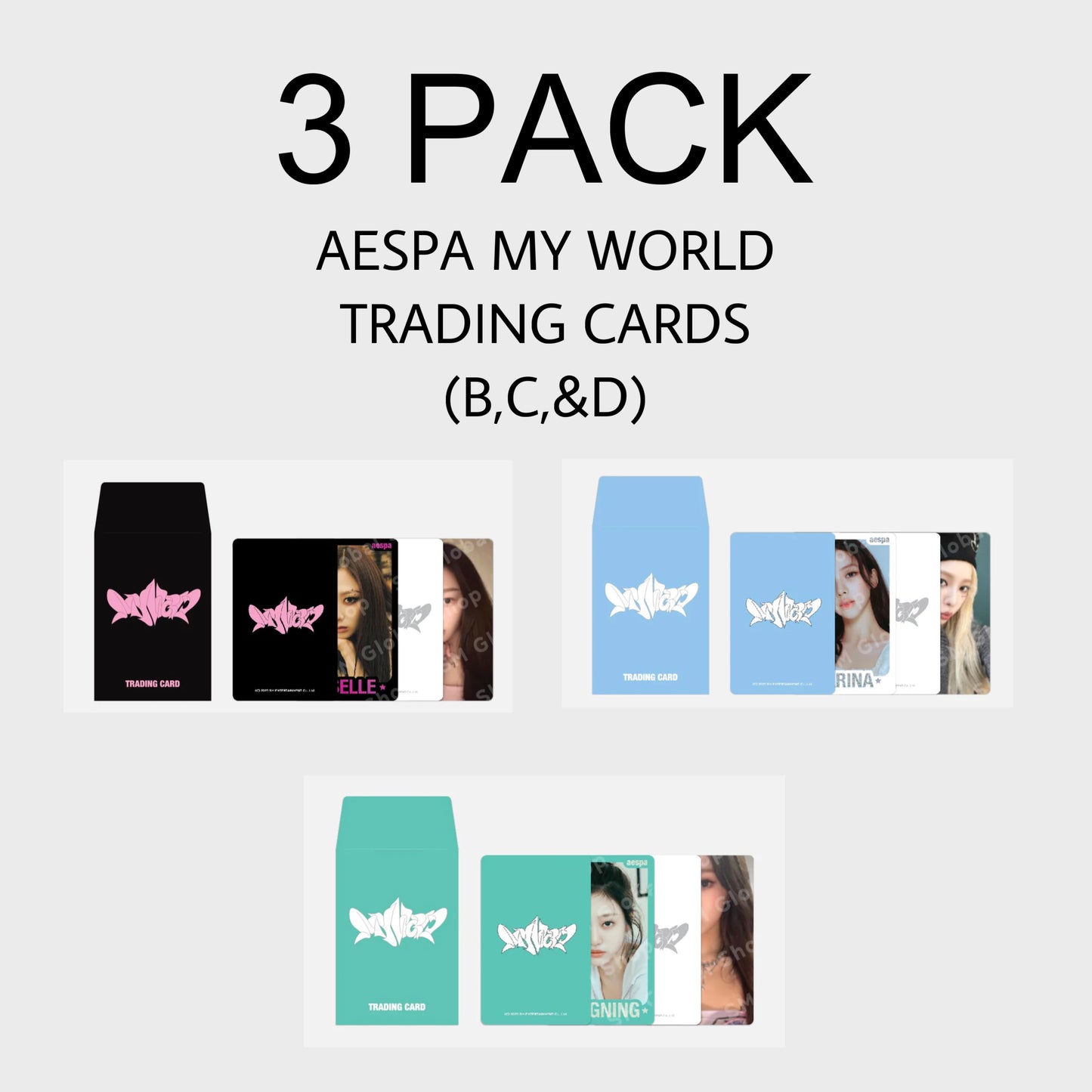 AESPA [MY WORLD - The 3rd Mini Album] Random Trading Card B, C, and D (3 PACK SET)