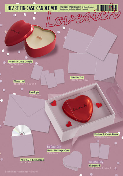 (PRE-ORDER) CHAERYEONG - 1ST MINI ALBUM [LOVESICK] (HEART TIN-CASE CANDLE VER.)