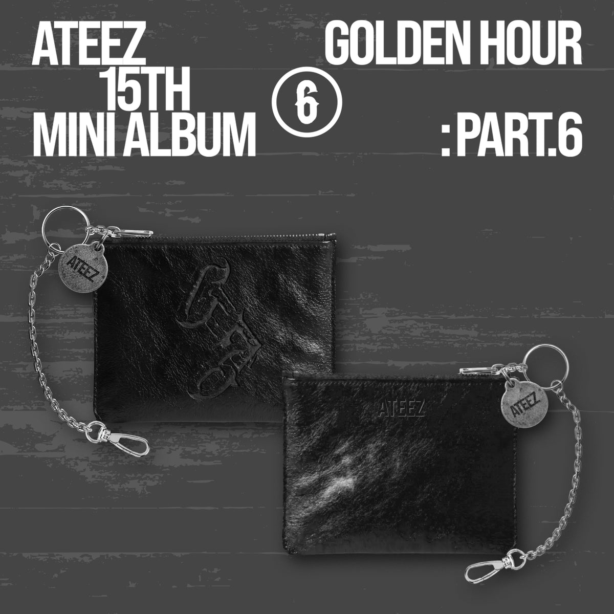 (PRE-ORDER) [hello82] ATEEZ - GOLDEN HOUR : Part.6 Merch - LEATHER POUCH KEYCHAIN - LightUpK
