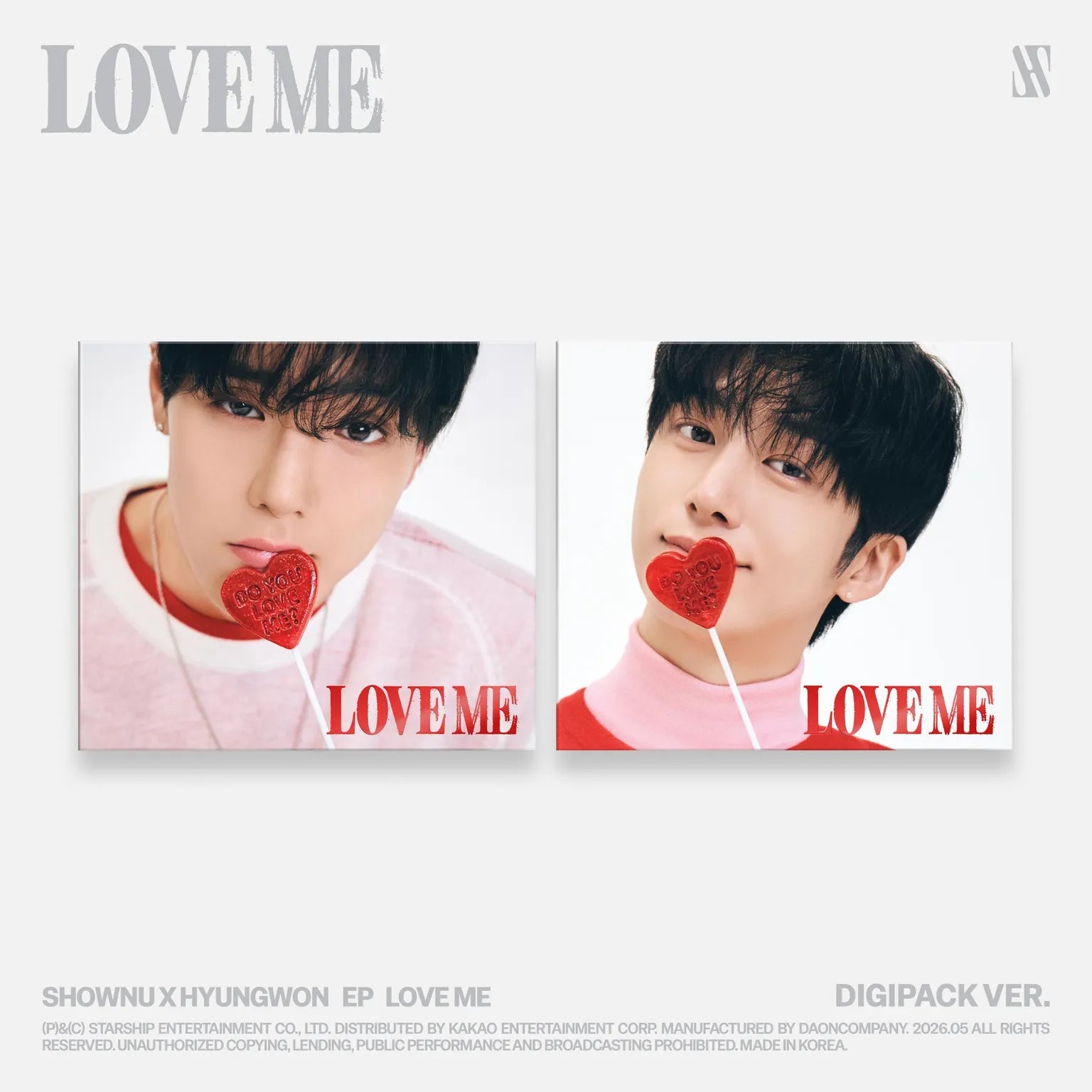 (PRE-ORDER) SHOWNU X HYUNGWON - EP [LOVE ME] (DIGIPACK VER.) (2 VERSIONS) RANDOM - LightUpK