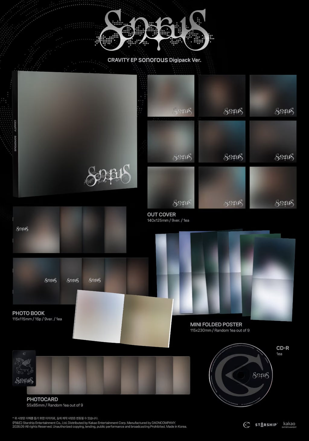 (PRE-ORDER) CRAVITY - EP [SONOROUS] (DIGIPACK VER.) (9 VERSIONS) RANDOM