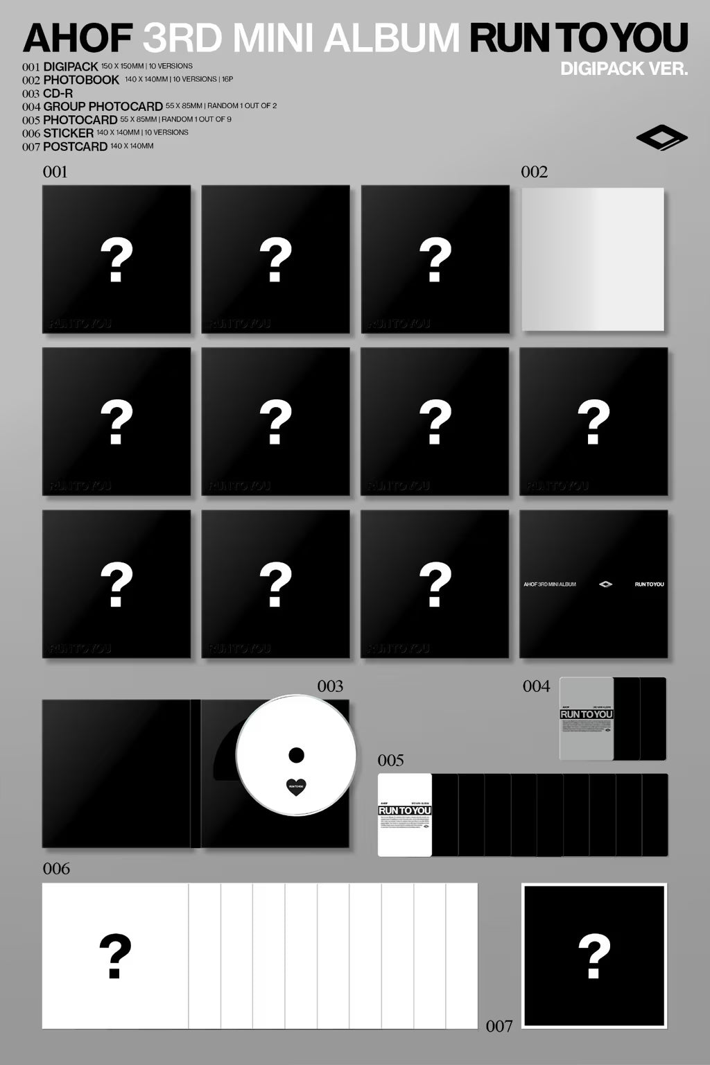 (PRE-ORDER) AHOF - 3RD MINI ALBUM [RUN TO YOU] (DIGIPACK VER.) (10 VERSIONS) RANDOM