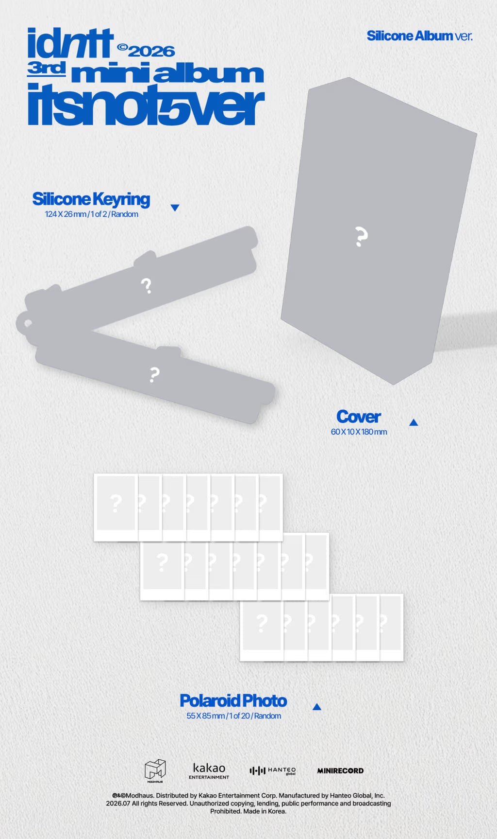 (PRE-ORDER) IDNTT - 3RD MINI ALBUM [ITSNOTOVER] (SILICONE ALBUM) (2 VERSIONS) RANDOM
