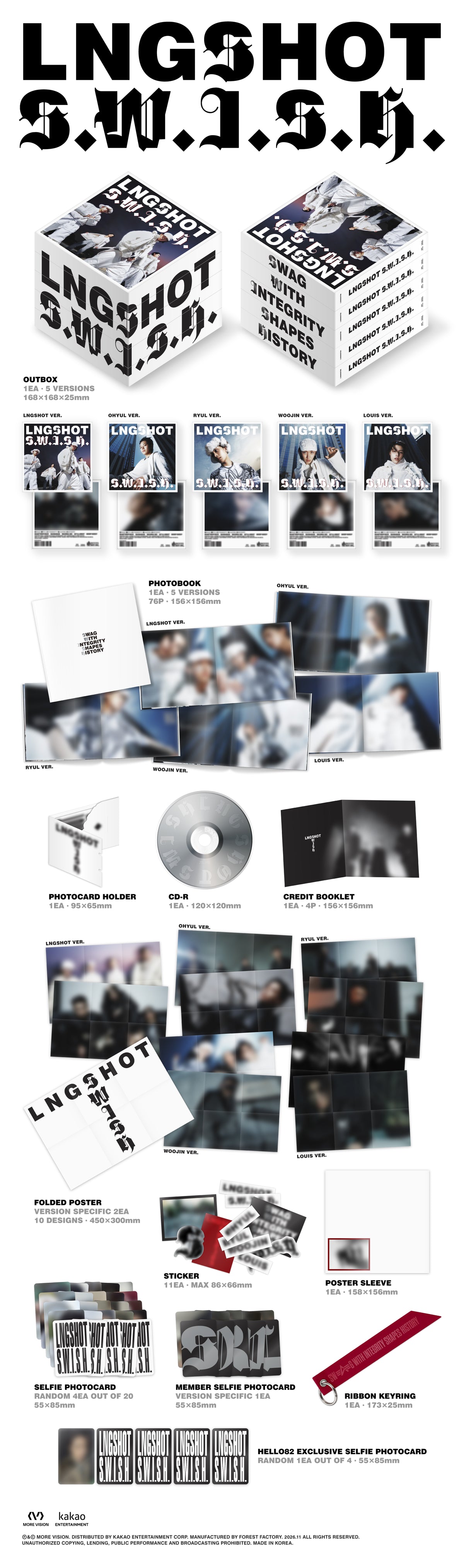 (PRE-ORDER) [hello82] [hello82 EXCLUSIVE] LNGSHOT - EP [S.W.I.S.H.] (STANDARD VER.) (5 VERSIONS) - LightUpK
