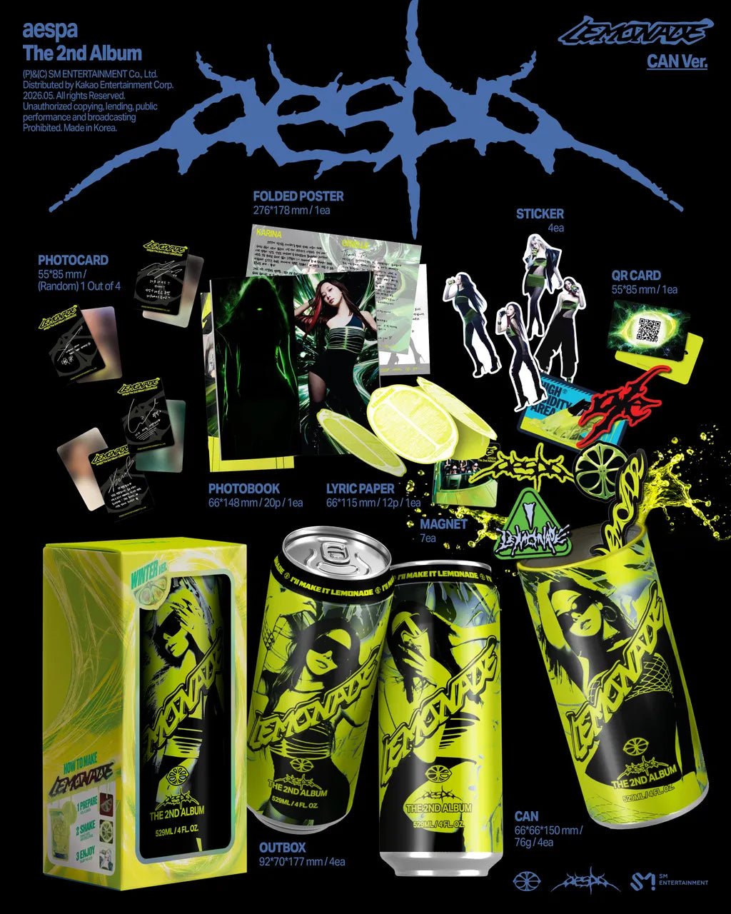 AESPA - 2ND ALBUM [LEMONADE] (CAN VER.) (4 VERSIONS)