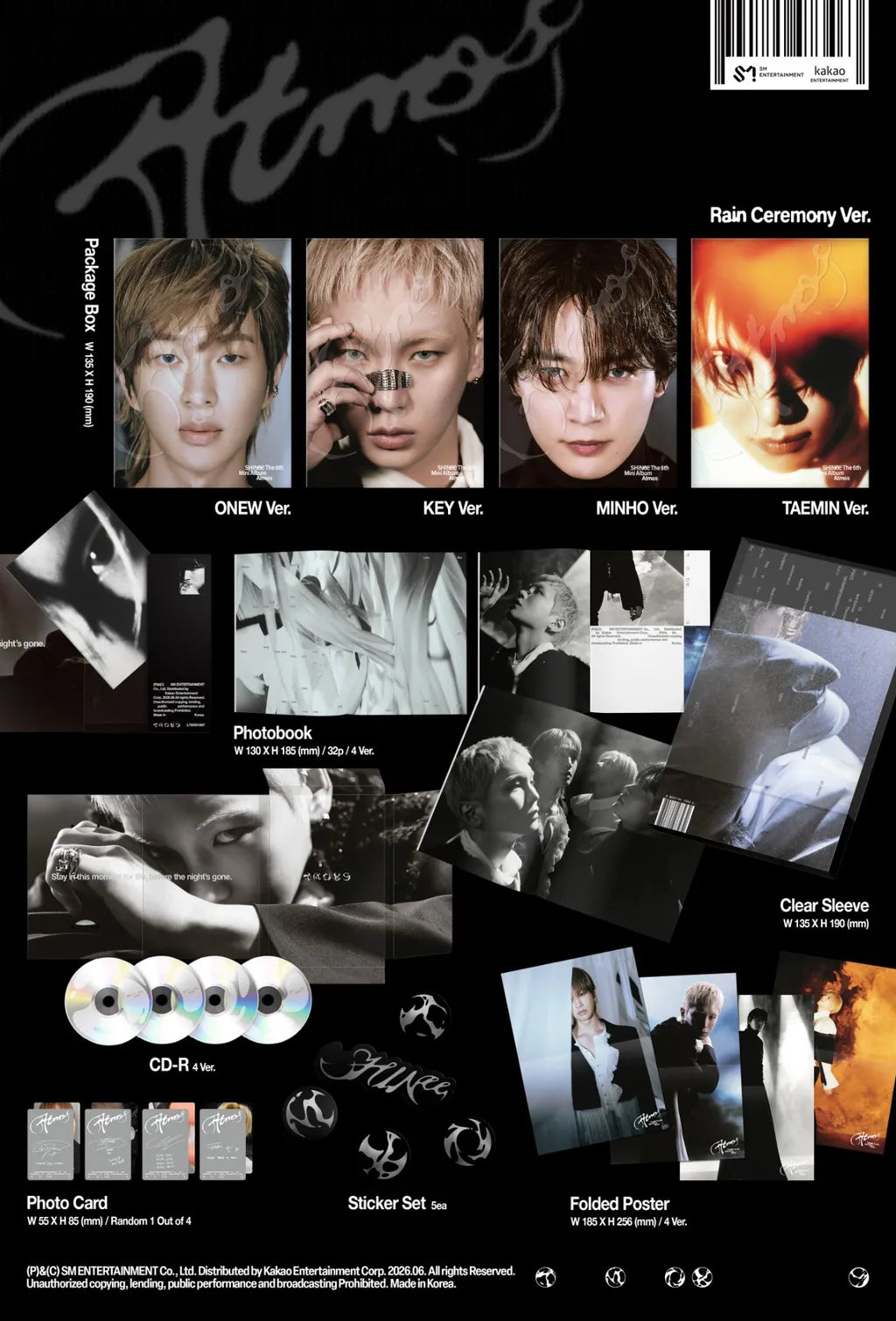 (PRE-ORDER) SHINEE - 6TH MINI ALBUM [ATMOS] (RAIN CEREMONY VER.) (4 VERSIONS)