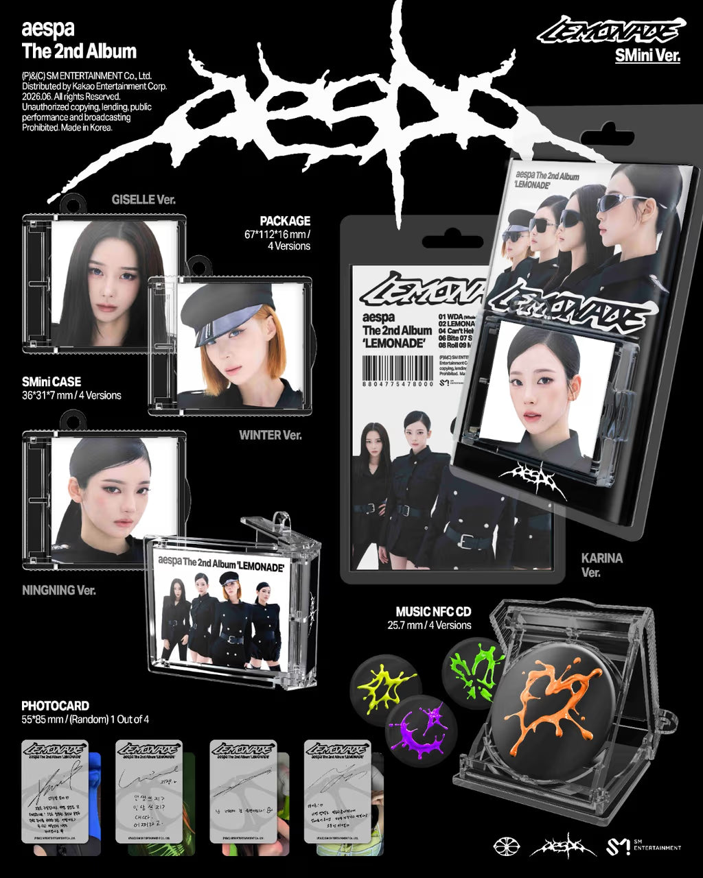 AESPA - 2E ALBUM [LEMONADE] (VERSION SMINI) (4 VERSIONS)