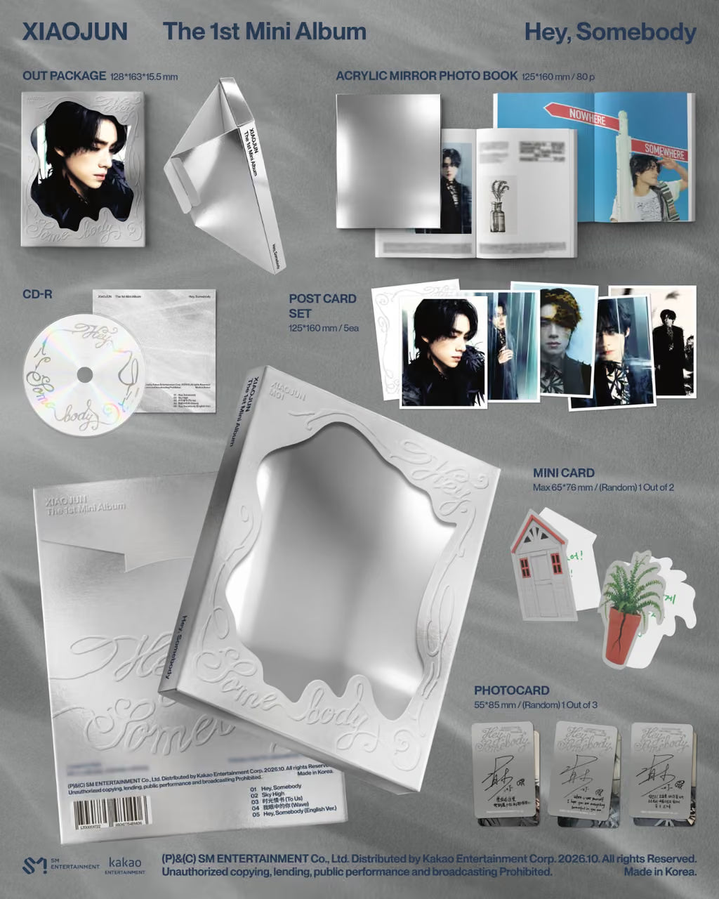 (PRE-ORDER) XIAOJUN - 1ST MINI ALBUM [HEY, SOMEBODY] (MIRROR BOOK VER.) - LightUpK