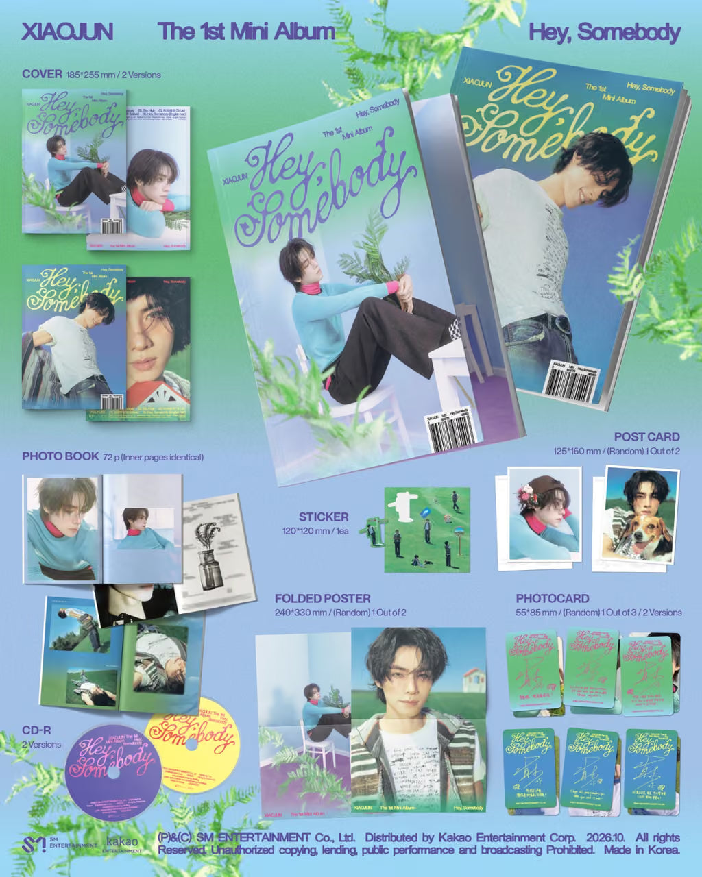 (PRE-ORDER) XIAOJUN - 1ST MINI ALBUM [HEY, SOMEBODY] (PHOTOBOOK VER.) (2 VERSIONS) RANDOM - LightUpK