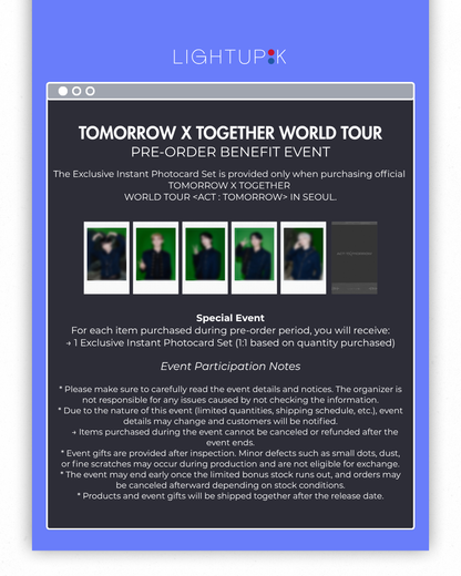 (PRE-ORDER) TOMORROW X TOGETHER WORLD TOUR <ACT : TOMORROW> IN SEOUL - LightUpK