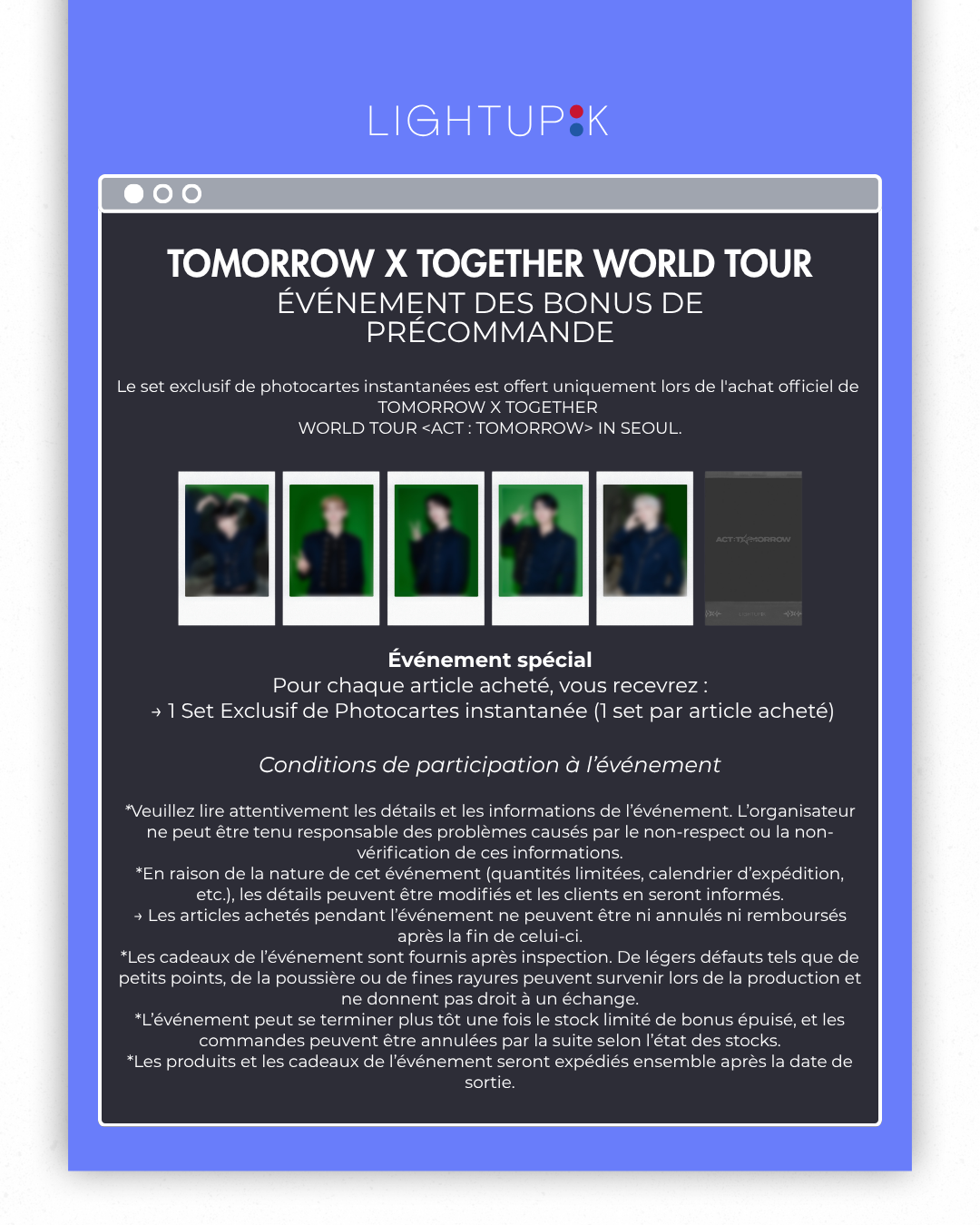 (PRE-ORDER) TOMORROW X TOGETHER WORLD TOUR <ACT : TOMORROW> IN SEOUL - LightUpK