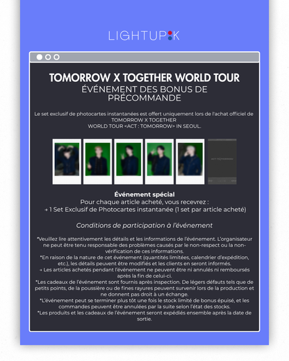 (PRE-ORDER) TOMORROW X TOGETHER WORLD TOUR <ACT : TOMORROW> IN SEOUL - LightUpK