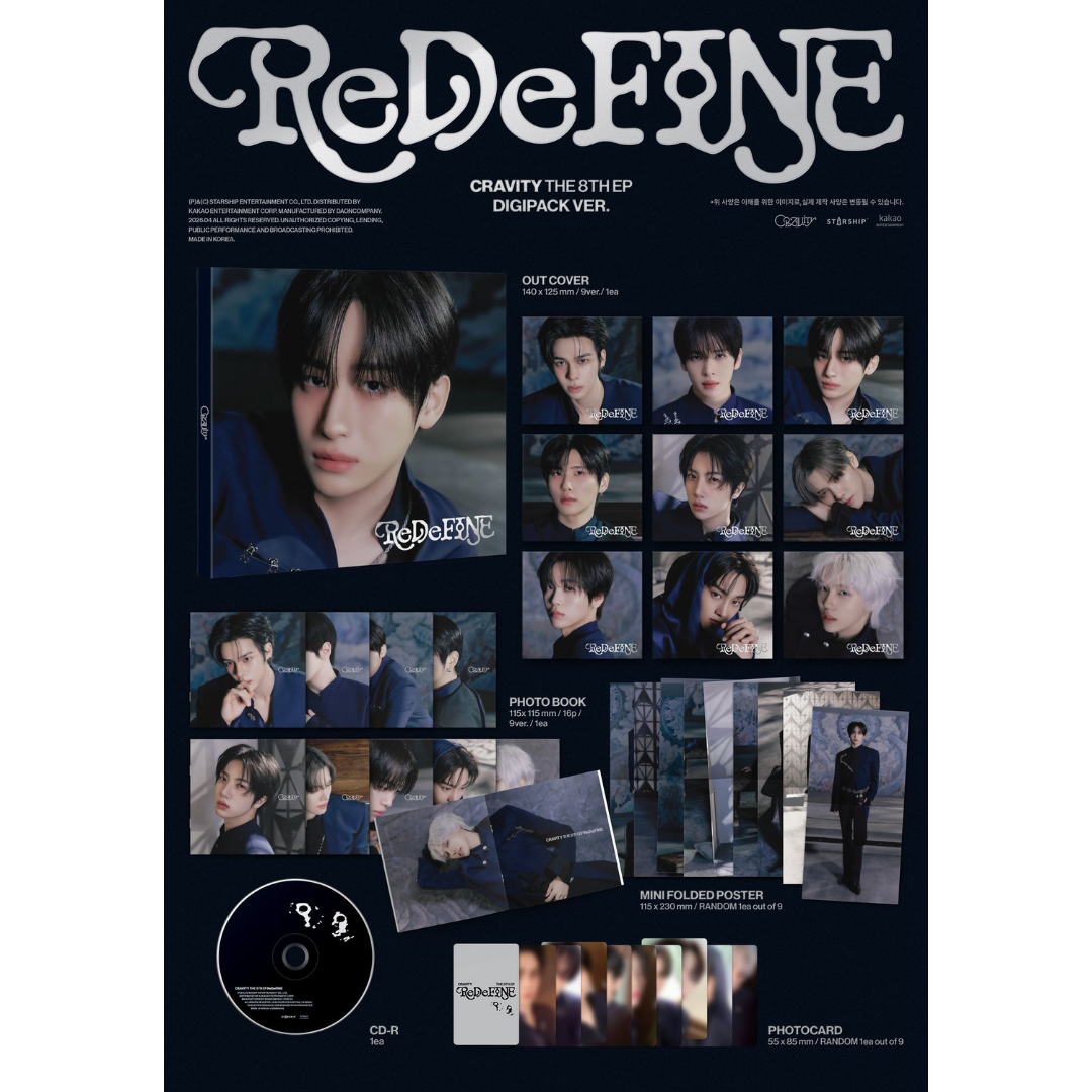 (PRE-ORDER) CRAVITY - 8TH MINI ALBUM [REDEFINE] (DIGIPACK VER.) (9 VERSIONS) RANDOM - LightUpK