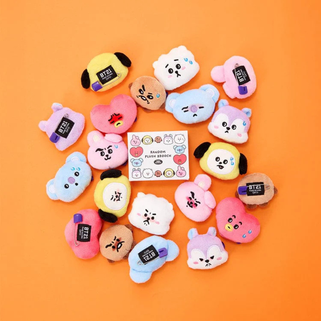 BT21 RANDOM FACE PLUSH BROOCH TODAY'S FACE (1P) (7 VERSIONS) RANDOM - LightUpK