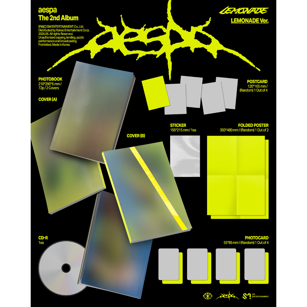 (PRE-ORDER) AESPA - 2ND ALBUM [LEMONADE] (LEMONADE VER.) (2 VERSIONS) RANDOM - LightUpK